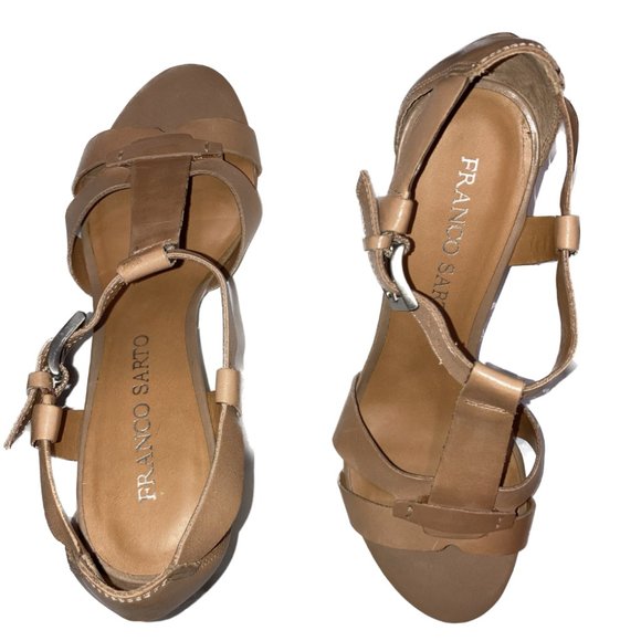 Franco Sarto Tan Leather Sandals - Picture 2 of 3